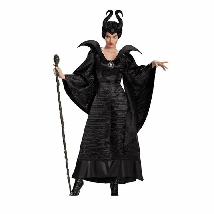 

Black Maleficent Tutu Dress With Horns Wings Evil Queen Girls Fancy Party Dresses Kids Halloween Cosplay Witch Costume Dress
