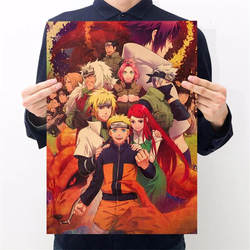 Style7 Classic Naruto Figure Sasuke Pain Neji Painting Anime Poster Vintage Decoracion Wall Art Kraft Paper Posters Wall Stickers - Цвет: Style7