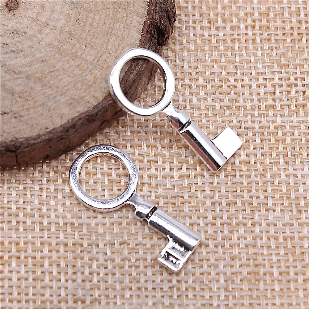 

Handmade Pendants For Jewelry Accessories 20pcs Key Charms 12x26mm Antique Silver Plated