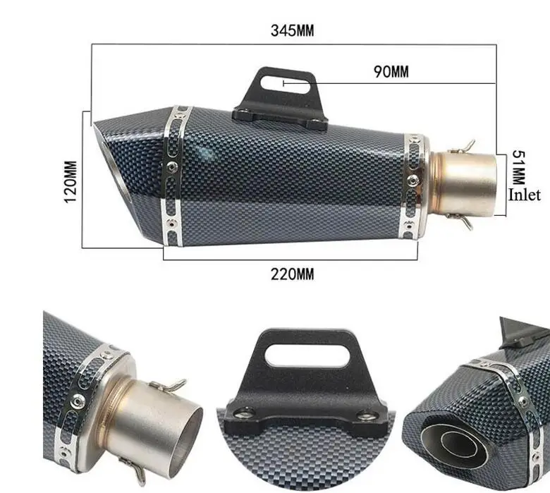 51 мм Универсальный мотоцикл exhuasr для Fz1 R6 R15 R3 ZX6R ZX10 Z900 CBR1000 GSXR 1000 K8 MT07 с дБ убийцей