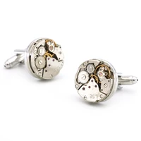 new stainless steel movement watch cufflinks high quality retro mechanical watch movement cufflinks mens gift jewelry wholesale
