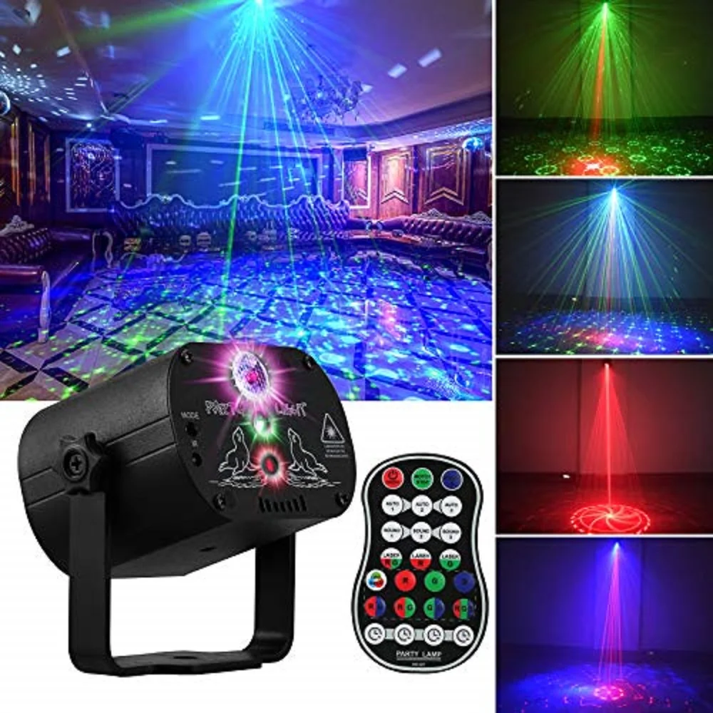 98 patterns DJ Disco Light Mini USB Charge Strobe Party Stage Lighting Effect Voice Control Laser Projector Lamp for Dance Floor