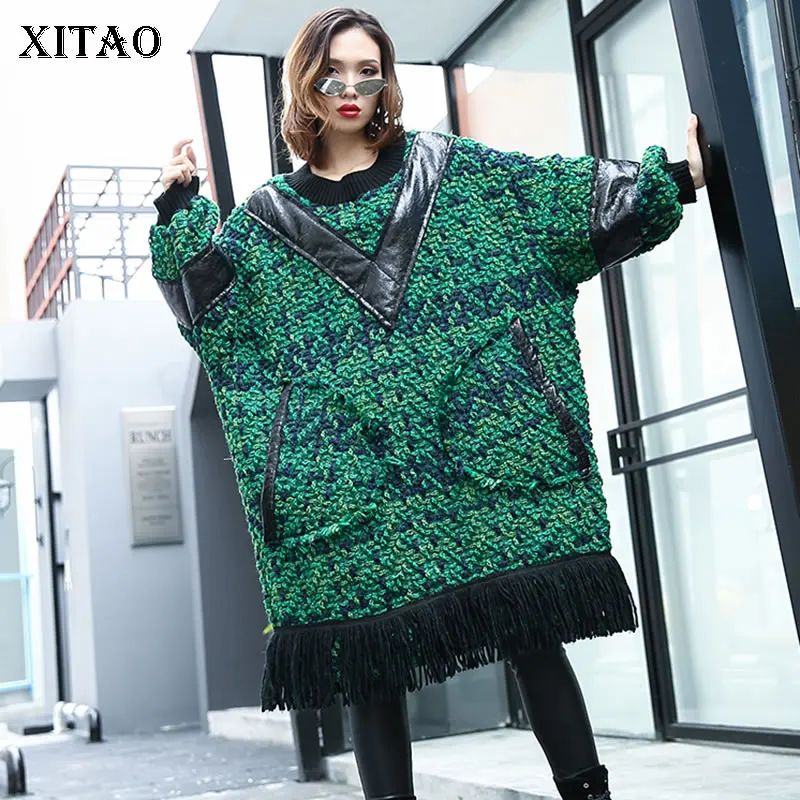 XITAO/лоскутное платье с рукавами летучая мышь и карманом в Корейском стиле Новинка