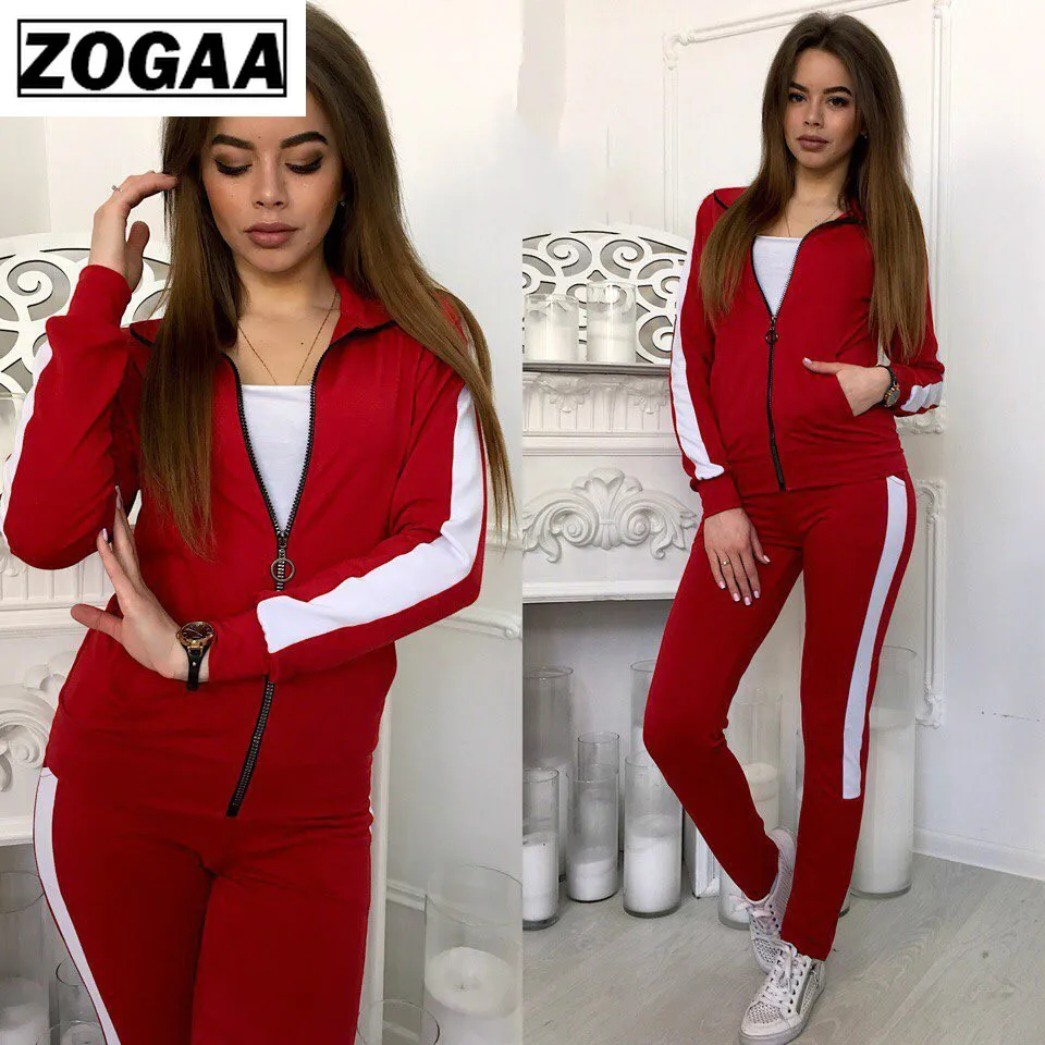 ZOGAA 2020 новые женские наряды комплект из двух предметов топ и брюки спортивная