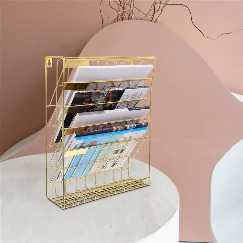 

1pc Wrought Iron Bookshelf Simple Storage Bookshelf for Book Magazine File