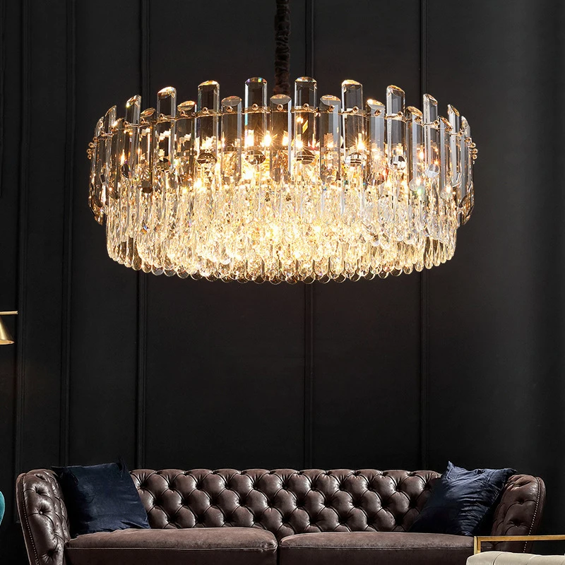 Современная роскошная круглая светодиодная Подвесная лампа К9 для гостиной