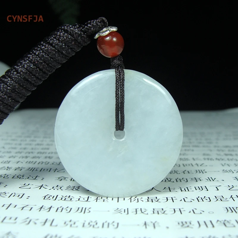 

CYNSFJA New Real Certified Natural A Grade Emerald Jadeite Lucky Amulets Peace Buckle Jade Pendant High Quality Elegant Gifts
