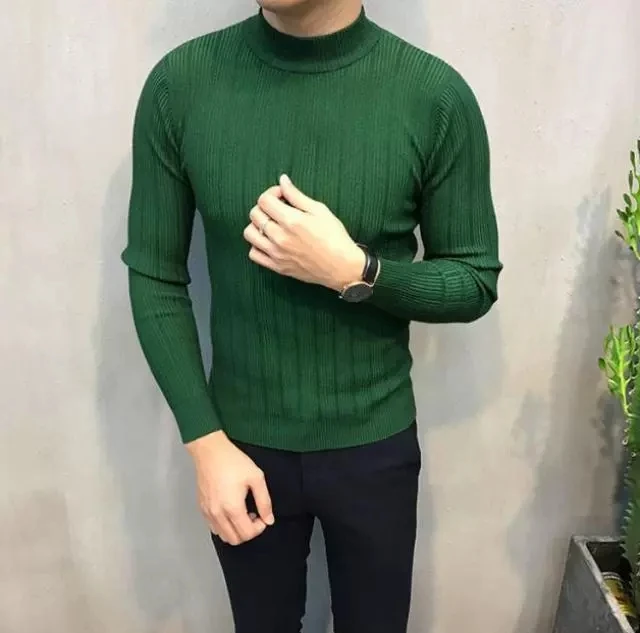 

2021 Men's Slim Fit-Collarbottomed in Autumn and Winter Solid Color Casual Sweater men's clothes
