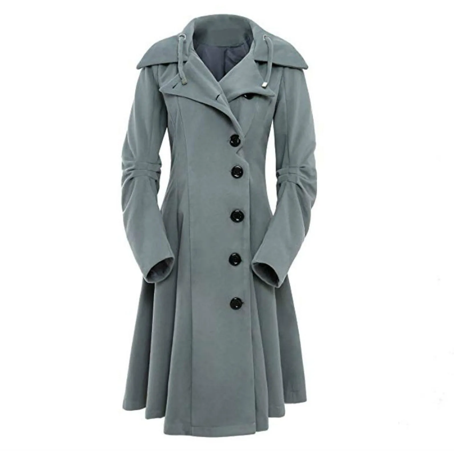 

Turn-down Collar High Waist Slim Trench Coat for Women Solid Color Autumn Outwear Female Overcoat Female Streewear Outwear