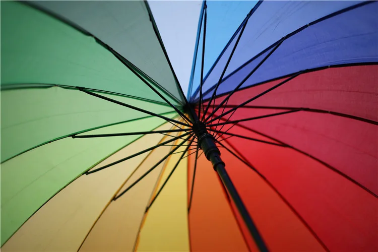 10 шт. модный большой зонтик 16K Радуга ветрозащитный мужской кожаный длинный