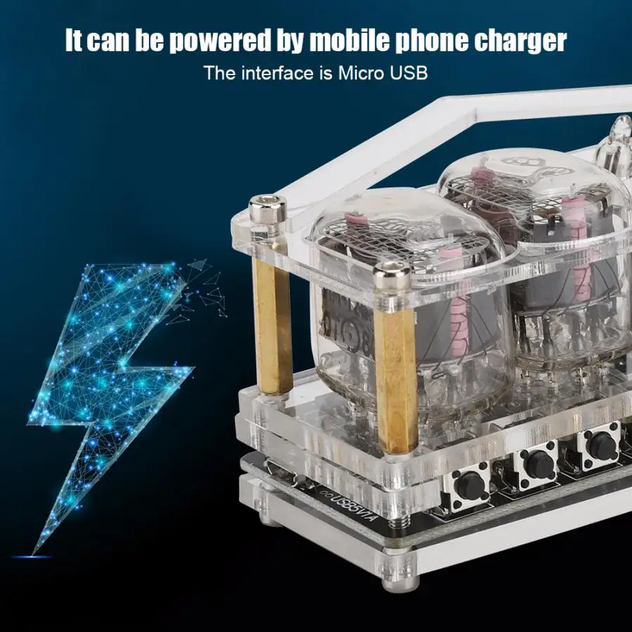 Семицветные огни 4 светящиеся трубки часы цифровой RGB светодиодный DIY Nixie DC 5 В с