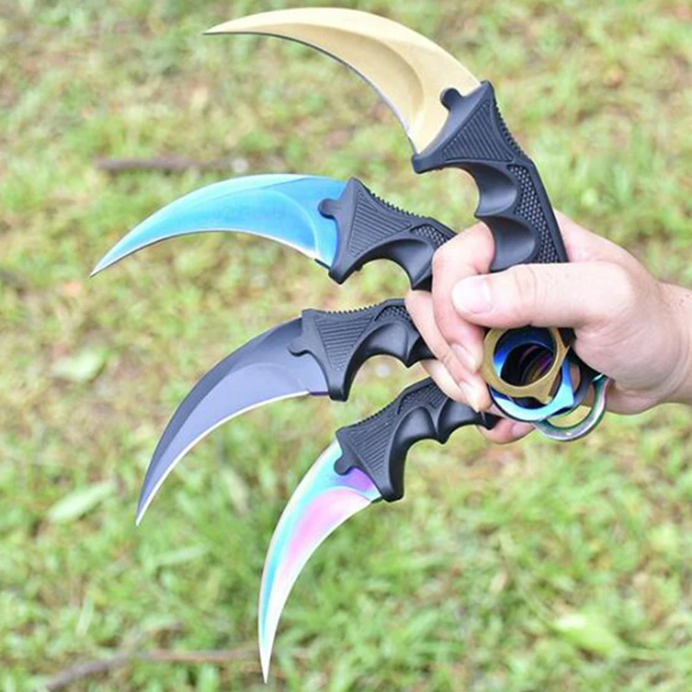 

Tactical Pocket Knife Stainless Steel Karambit Knife Outdoor Camping Hunting Knife Survival Tools EDC Knife with Plastic Sheath