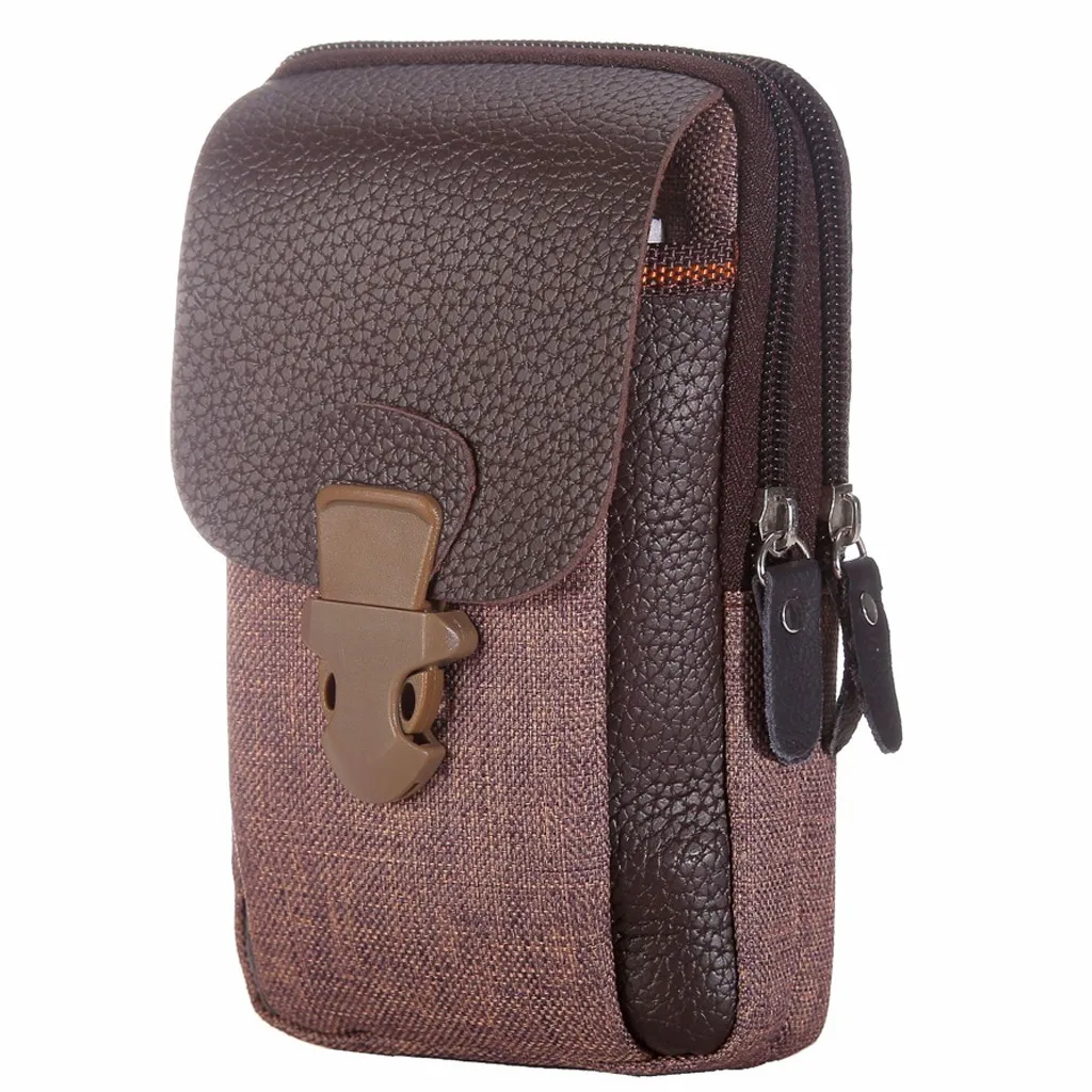 Мужской модный трендовый однотонный кожаный кошелек на двойной молнии для монет