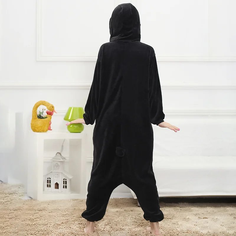 Зимняя Пижама Пингвин кигуруми комбинезон с животными Черный Забавный Женская