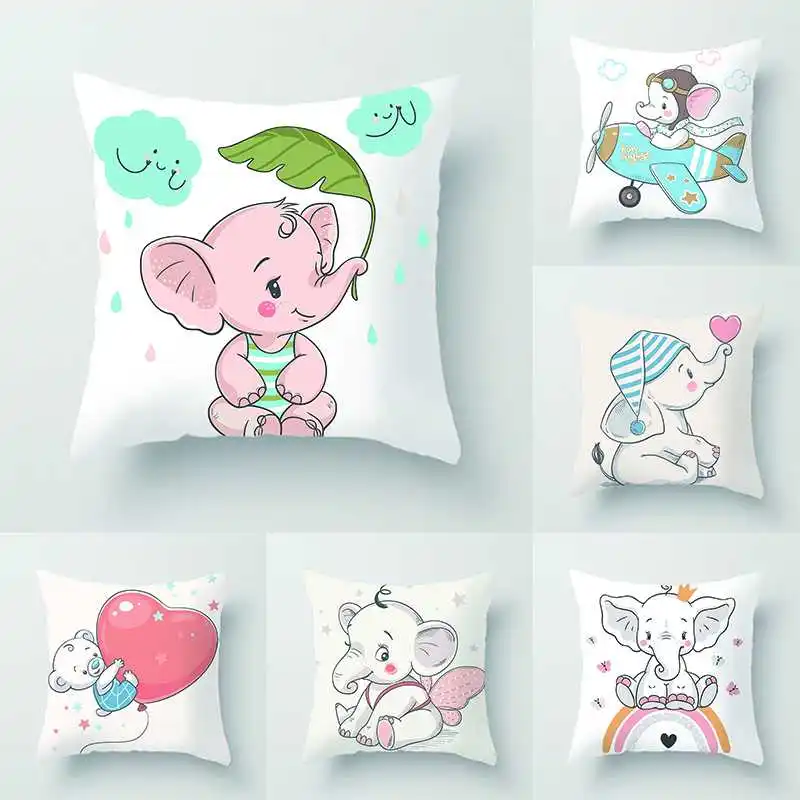 

Asian Elephant Pillowcase Printing Pillow Car Sofa Cushion Cover Pillow Anime Pillow baby Pillow Covers Decorative Home Decor