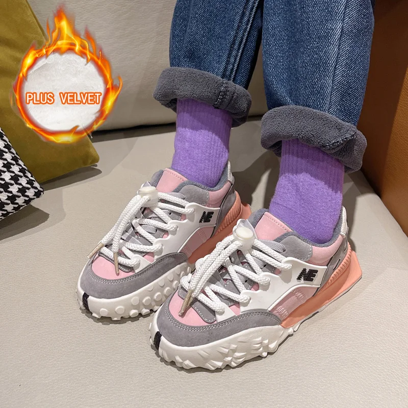 

New Arrival Fashion Plus Velvet Low-cut Boys Girl Trendy Sneakers Elastic Band Wearable Sports Shoes Baby Running Trainers Shoes