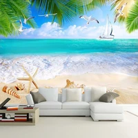 custom mural wallpaper 3d summer sandy beach shells nature landscape poster photo wall painting living room bedroom home d%c3%a9cor