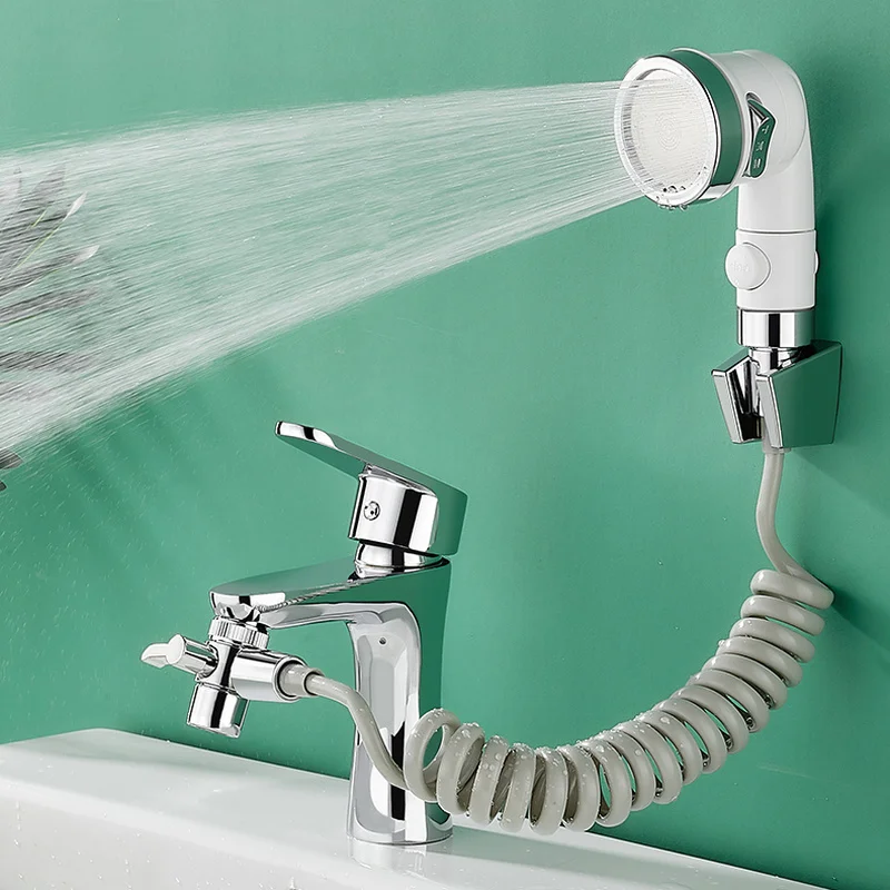

Смеситель с внешней душевой насадкой, гибкий комплект для ванной комнаты, портативный фильтр для мытья волос, экономия воды на кухонной рак...