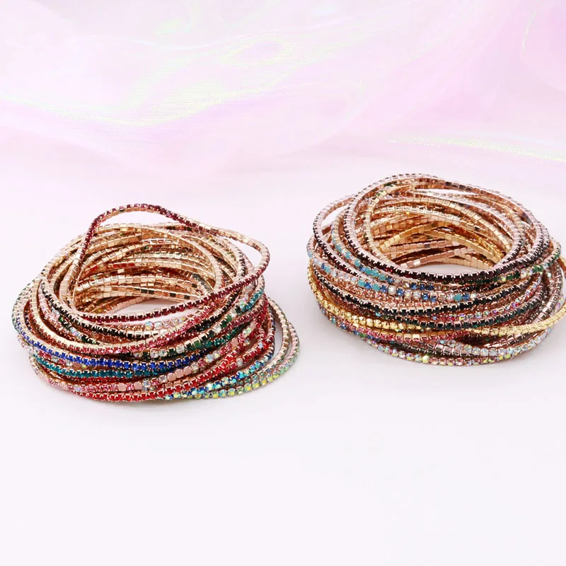 Модные ювелирные изделия 10 шт./лот браслеты из стрейч со стразами диаметром 5 см