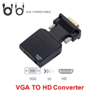 vga to hdmi compatible converter adapter hd 1080p vga adapter for pc laptop to hdtv projector video audio hdmi compatible to vga