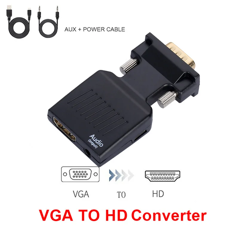 Адаптер конвертер VGA в HDMI HD 1080P адаптер для ПК ноутбука HDTV проектора Видео Аудио