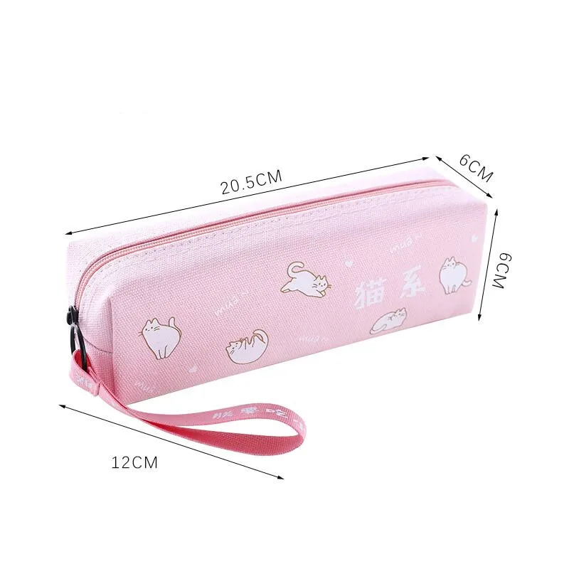 

Creative Zipper Pencil Case makeup pouch storage holder canvas pen organizer For school stationery supplies Student Gift