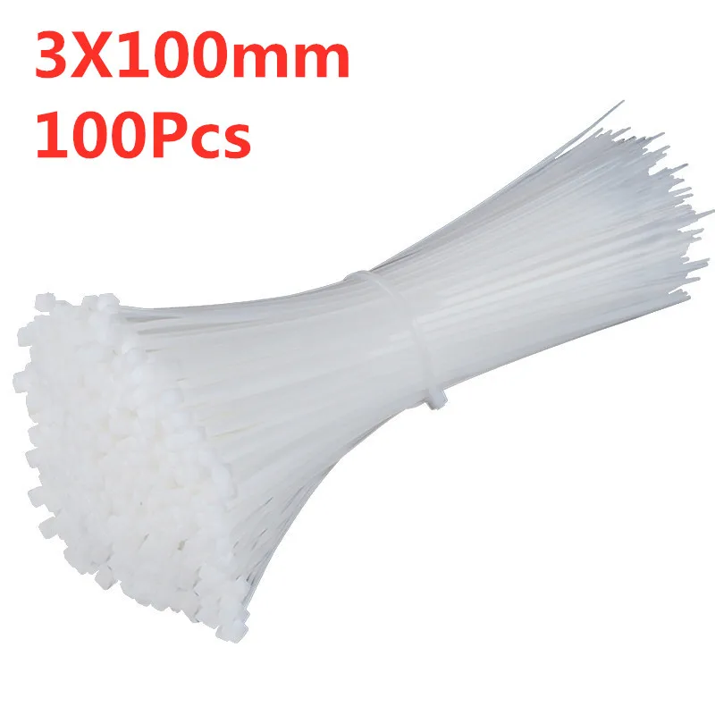 3 x 100mm 100 шт. 3X60/80/100/120/150/200 мм белый черный молоко кабель провод кабельные стяжки самоблокирующиеся Нейлоновые кабельные стяжки - Цвет: 3 x 100mm