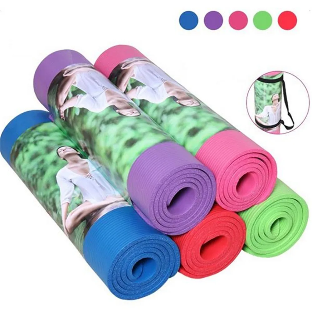 

USA Stock 10mm Thick NBR Pure Color Anti-skid Yoga Mat 183x61x1cm Support USPS Shipping 5 Color Natural Rubber Yoga Mat