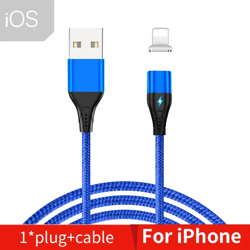 NOHON Магнитный кабель Micro usb type C Магнитный USB кабель передачи данных для быстрой зарядки для iPhone XS MAS X XR 8 7 6 6S магнит зарядное устройство для телефона - Цвет: Blue for iPhone