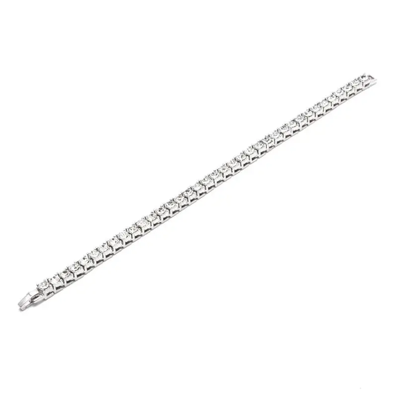

Hip hop Men Bracelet 1 Row Rhinestones Chain Bling Bracelet 20cm/8inch