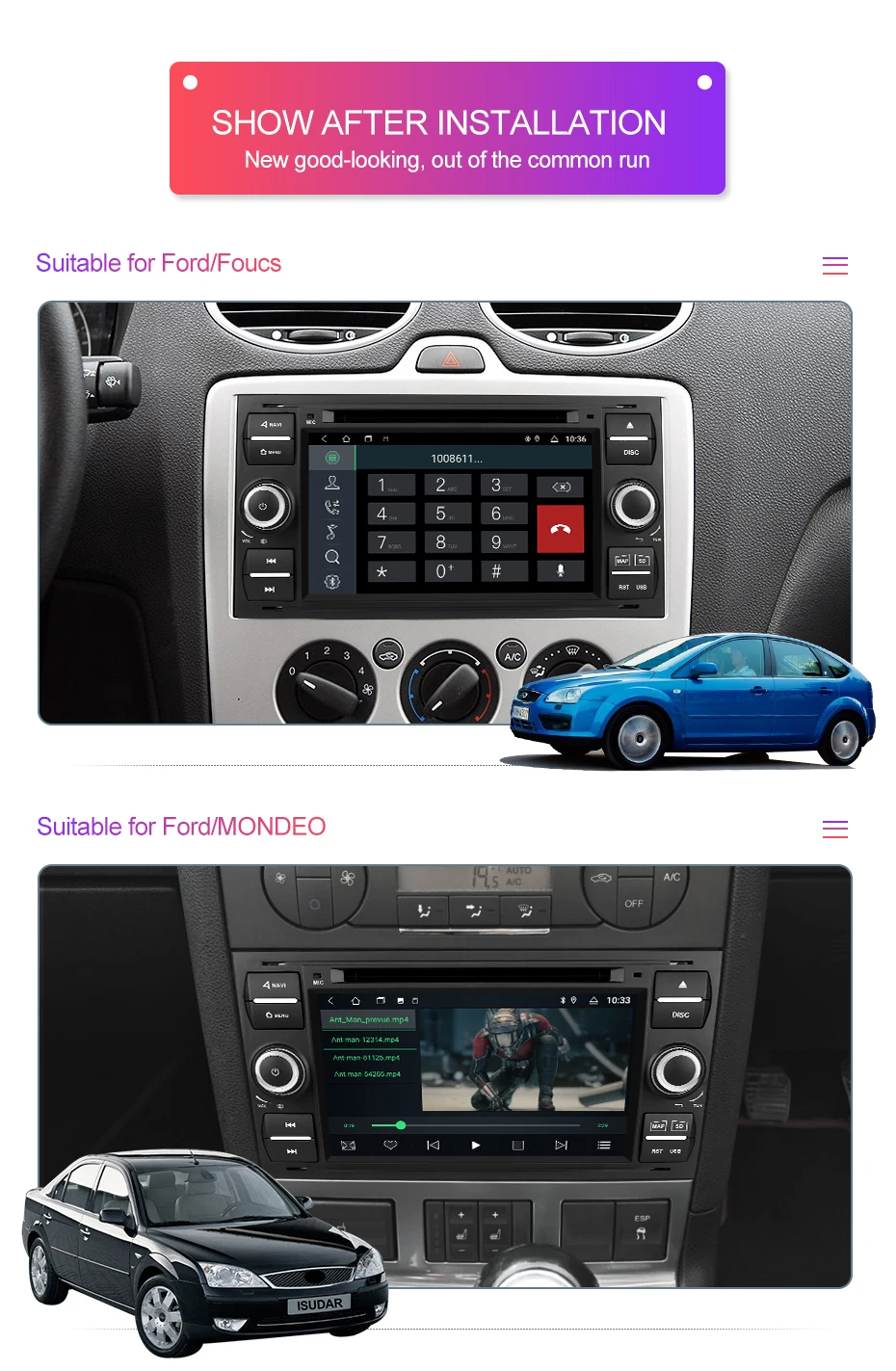Isudar 2 Din Android 9 авто радио для Ford/Mondeo/Focus/Transit/C-MAX/S-MAX/Fiesta автомобильный DVD мультимедиа GSP 8 Core ram 2 Гб rom 32G