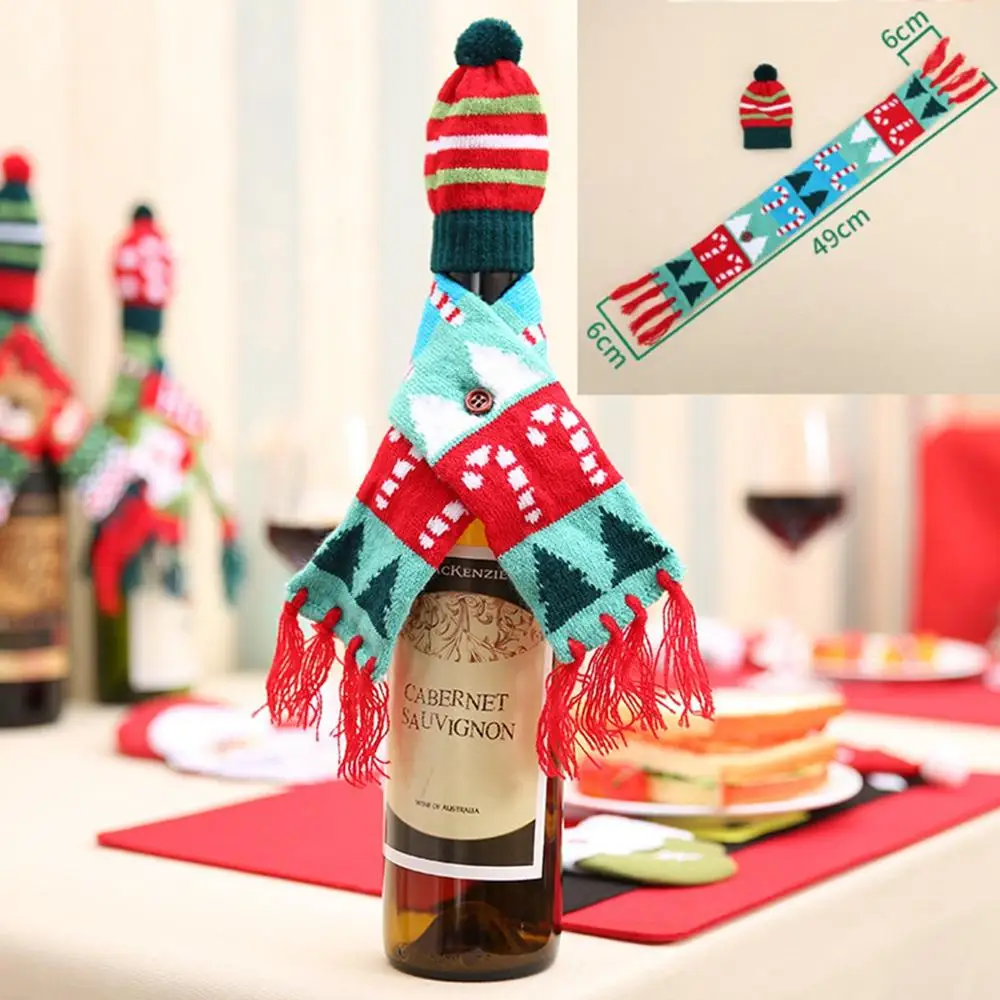 Wine Bottle Cover 13 Taoup льняная пеньковая клетчатая полоска веселое Рождество крышка бутылки вина украшения Рождественские настольные декорации Рождественский Декор для дома Noel Navidad - Цвет: Wine Bottle Cover 13
