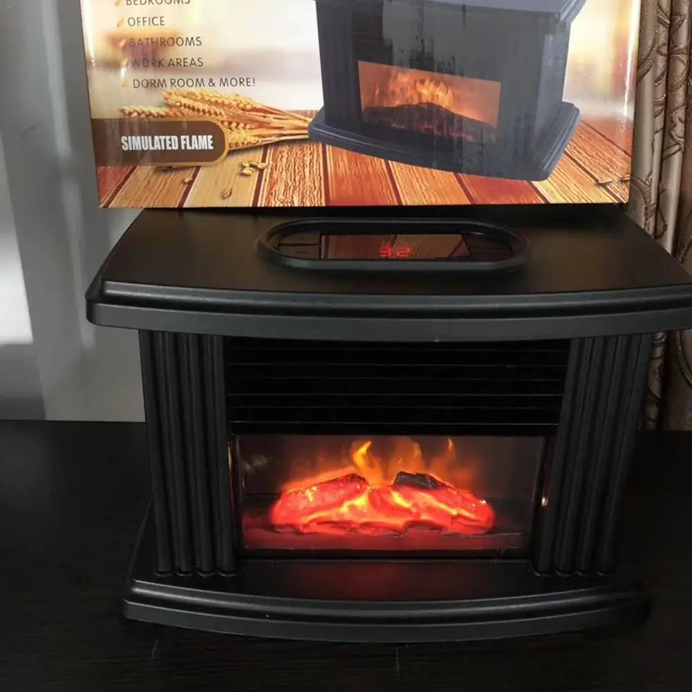 1000W Portable Electric Fireplace Stove Heater Tabletop Indoor Space Household Winter Heating Machine |