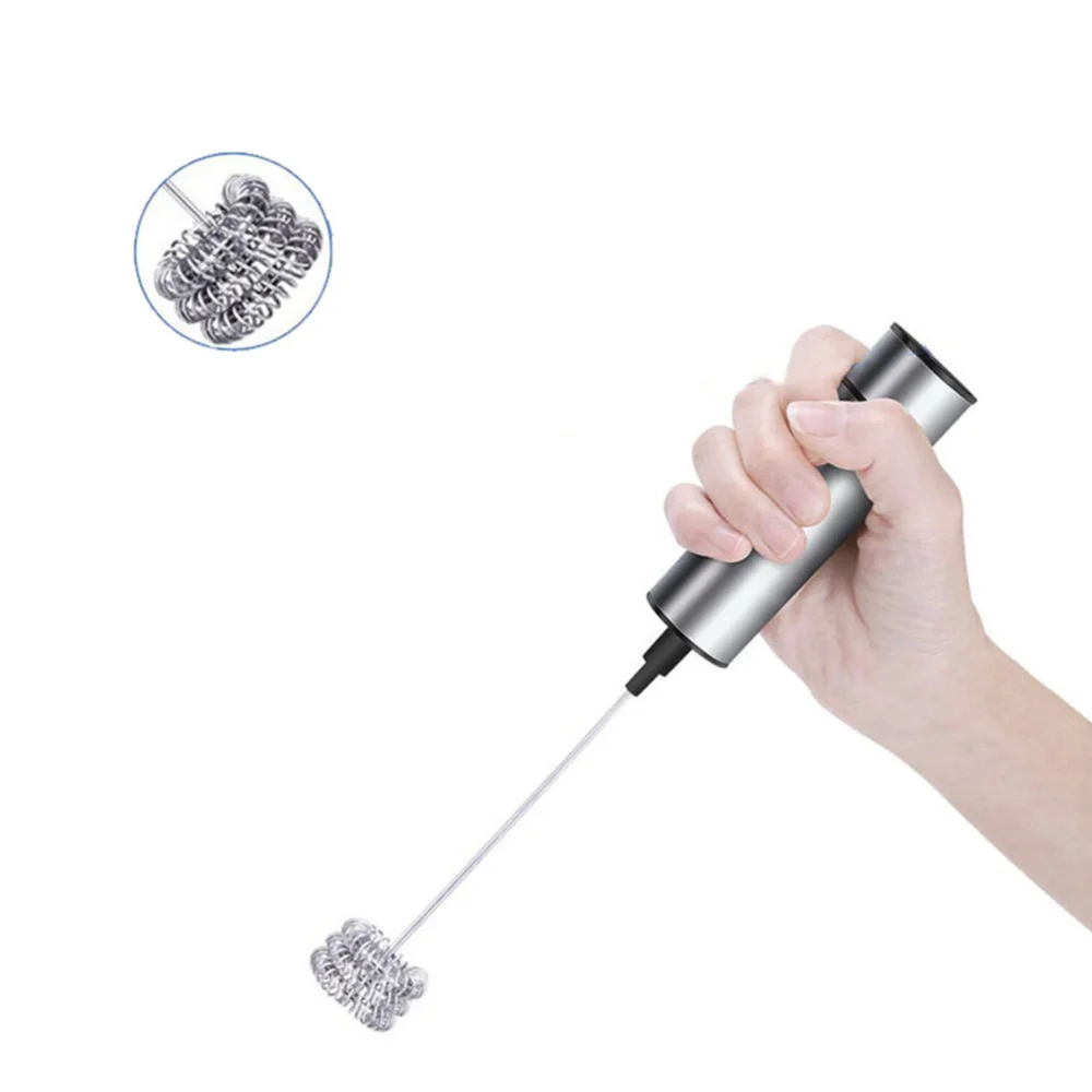 

Stainless Steel Electric Frother Three Layer Spring Wires Handheld Espresso Mixer Coffee Stirrer Without Battery for Home