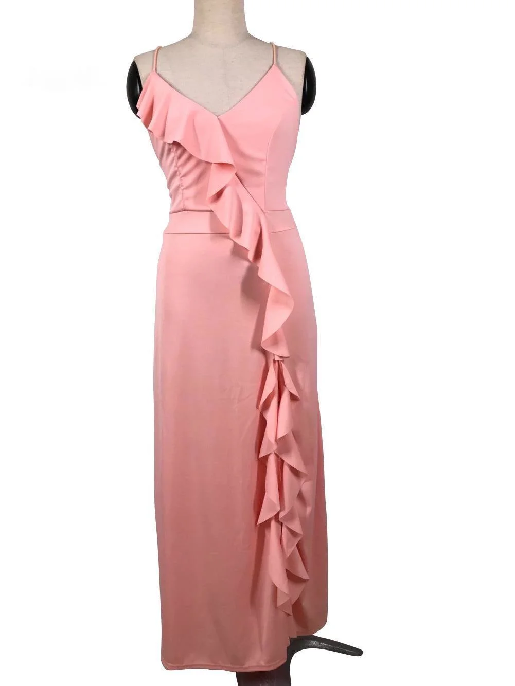 

Zoulv 2021 Sexy V Neck Backless Party Bodycon Dresses High Split Ruffles Long Dress Vestido Summer Women White Maxi Dress