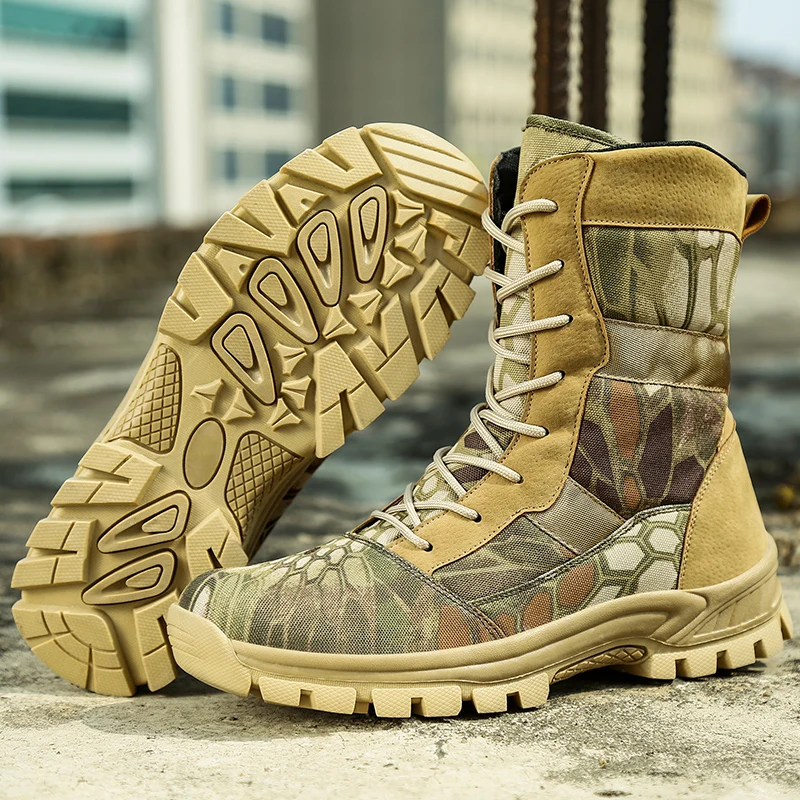 

New Men's Military Boots Camouflage Special Force Desert Boots for Men Comfort Leather Ankle Boots Men Outdoor Work Safety Shoes