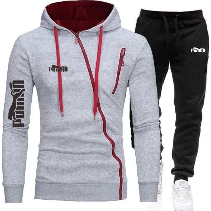

Men's Sportswear Sets Zipper Hoodie and Pants Two Piece Casual Tracksuit New 2021 1 order