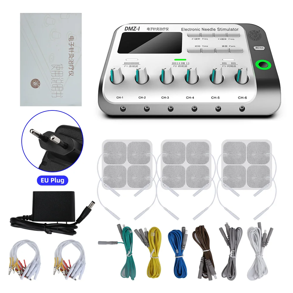 EMS Electrical Muscle Stimulator 6Output Channel Physiotherapy TENS Machine Acupuncture Patches Massage Body Electrode Best Pads