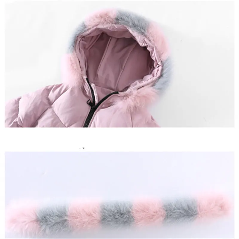 

Fashion Young Girls Coat Winter Parkas Outerwear Teenage Outfit Children Kids Fur Hooded Warm Jacket for 5 6 8 10 12 13Years Old