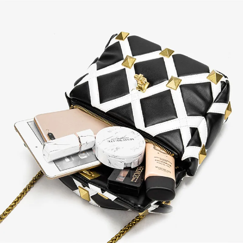 

2021 New Fashion High-quality Rivet Lattice Pattern Chain Flap One-shoulder All-match Cross Body Bag Designer Handbag for Women