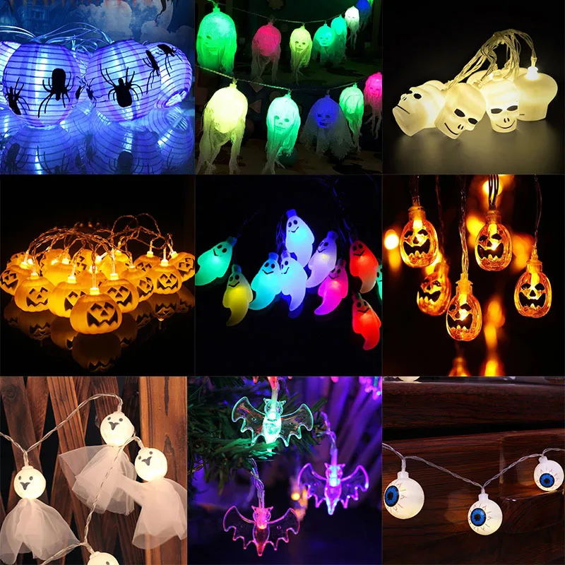 

1.5m 10Led Halloween Pumpkin Ghost Skeletons Bat Spider Led Light String Festival Bar Home Party Decor Halloween Ornament