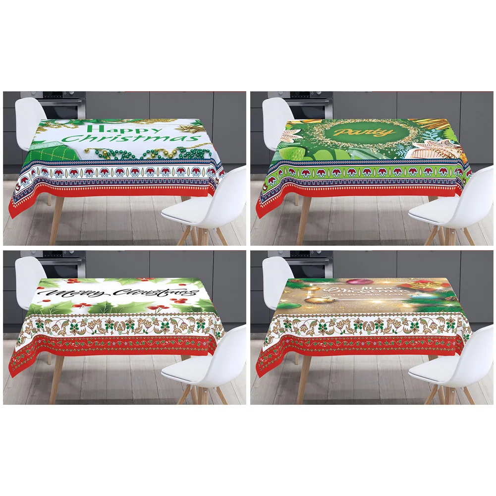 

Christmas Tablecloth Rectangular Fabric Decorative Table Cloth Xmas Cover Waterproof for Dining Festival Table Cafe Living Room