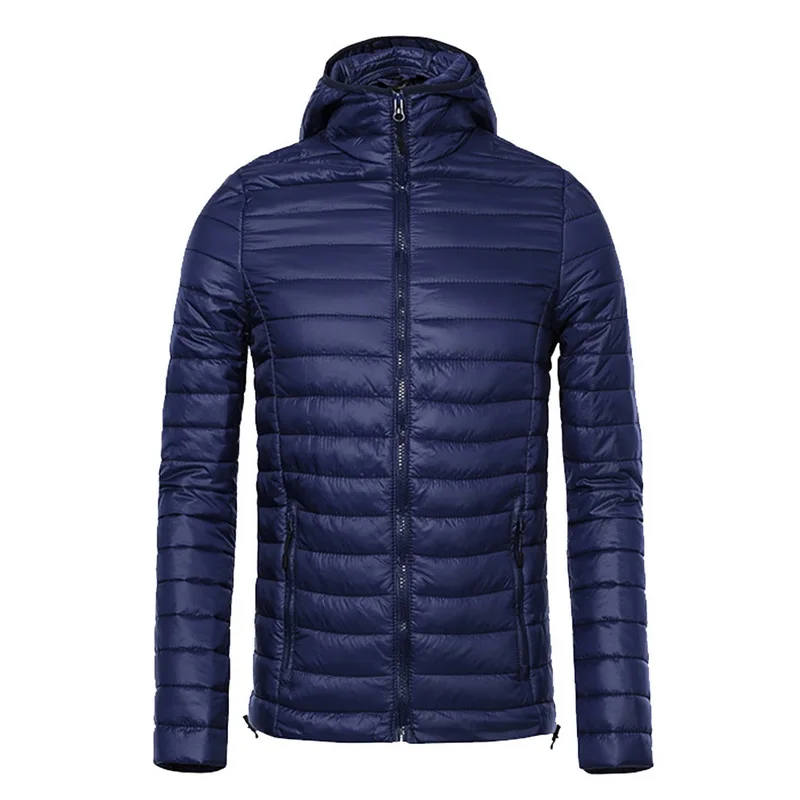 Мужские куртки с капюшоном легкие утепленные пуховики на молнии зимнее