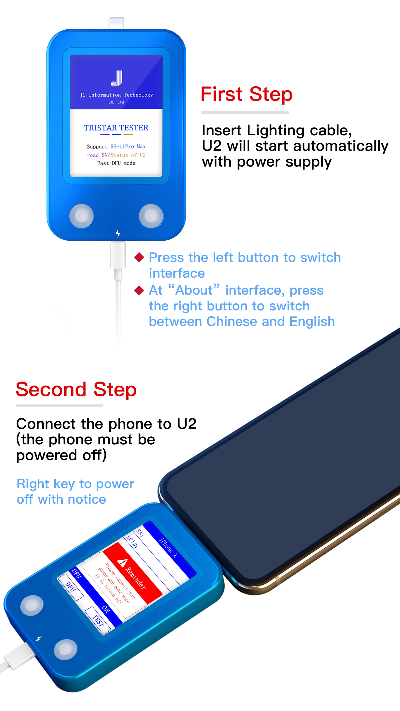 jc u2 fast detector for iphone u2 charge ic fault fast tester sn serial number fast detector reader for disabled passcode id free global shipping