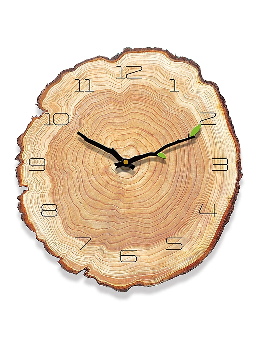 

Nordic creative living room bedroom silent clock wood grain modern simple household ring clock living room decoration
