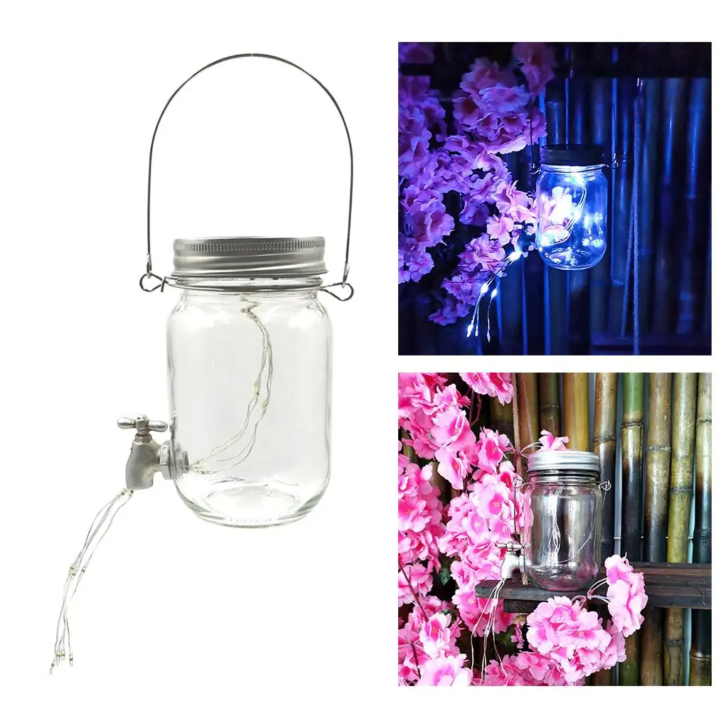

Solar Light Outdoor Fairy Lantern Hanging Glass Mason Jar Light Garland Led Lamp for Tree Garden Fence Lawn Wedding Party Decor