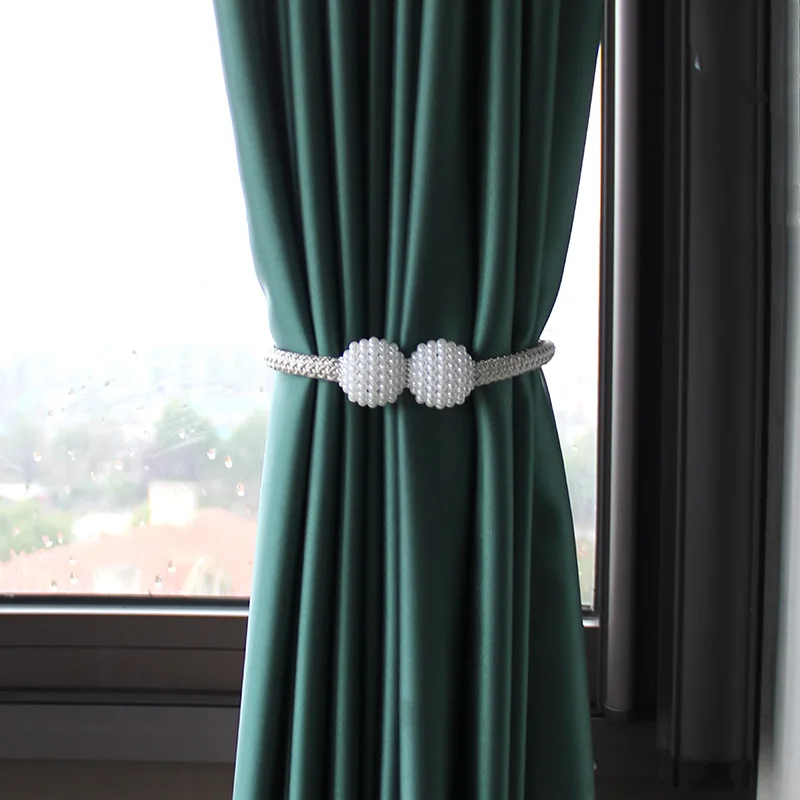 

1Pc Magnetic Curtain Tieback Tie Backs Holdbacks Buckle Clip Strap Magnet Pearl Ball Curtain Hanging Belts Rods Rope Accessoires