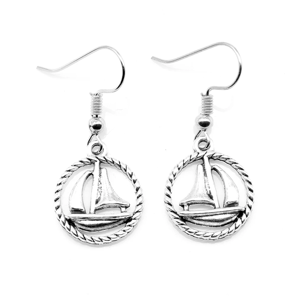 1 пара 16 х19 мм Ювелирные изделия с парусником серьги большие рождественские