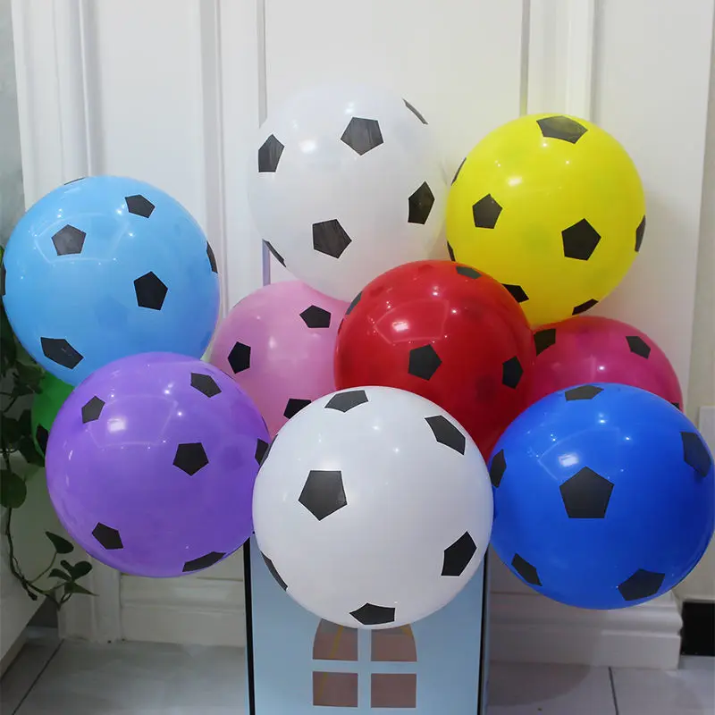 50 шт./лот воздушные шары с футбольным принтом высококачественные круглые белые