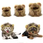 Забавный парик костюм для кошки, собаки с львиной гривой, головной убор для кошек, собак, рождественское платье с ушками, одежда для домашних животных, товары для косплея